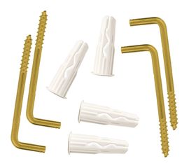 Крюк-шуруп ЕВРОПАРТНЕР L- обр. латунир. D3,3хL30 в компл. c дюбелем MULTI 6x25 4шт. MP 306 17 