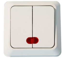 Двухклавишный выключатель Jilion с подсветкой белый 9533416 