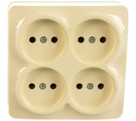 Четырехместная розетка IONICH б/з слоновая кость квадрат 1453 