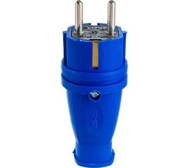 Вилка STEKKER прямая с заземл. контактом каучук 250В 16A, IP44, синяя, RPG16-21-441 В 16-001 39161 