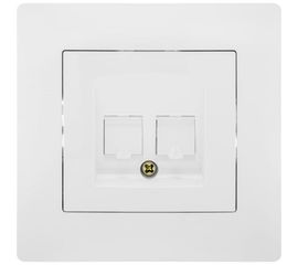 Компьютерная розетка GUSI ELECTRIC Bravo RJ45, двойная, СУ, белый С10К2-001-СБ 