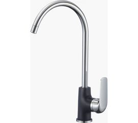 Латунный смеситель для мойки Eleanti одноручный, цвет черный/хром, картридж 35 мм. 0402.477 