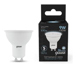 Лампа GAUSS MR16 9W 830lm 4100K GU10 LED 1/10/100 101506209 