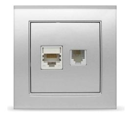 Комбинированная розетка UNIVersal Бриллиант компьютерная+TF серебро 7949865 