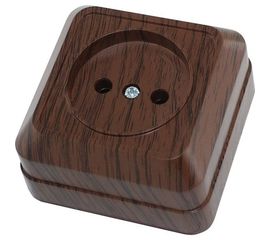 Розетка открытой установки с защитными шторками 2П IP20 10А, бук TDM Ладога SQ1801-0037 