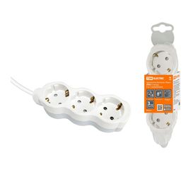 Бытовой удлинитель TDM Люкс УЛ03 3 гнезда, 5м, ПВС 3х1мм2 16А/250В бело-серый SQ1303-0234 