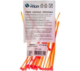 Кабельные стяжки Nord-Yada нейлоновые 2.5х100 мм красные 25 шт. 908411 