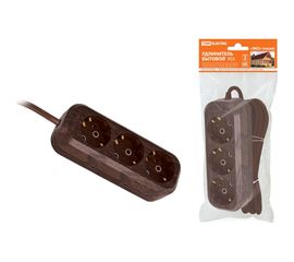 Бытовой удлинитель TDM У03 3 гнезда, 5метров, 2П+3, ПВС 3х1мм2 ""Эко"" бук 16А/250В SQ1303-3002 