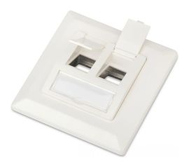 Рамка Hyperline, FP-GTF-2AS-WH, 80х80 мм, для двух вставок формата Keystone Jack, пос. размер 60 мм 235097 