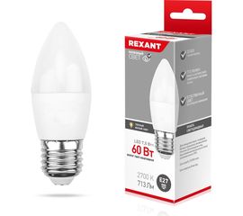 Светодиодная лампа REXANT Свеча 7,5Вт E27 713лм 2700K теплый свет 604-020 