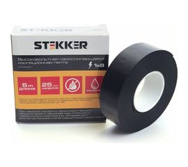 Изолента для высоковольтных проводов STEKKER самослипающаяся, 25мм, длина 5м, до 1кВ 39158 