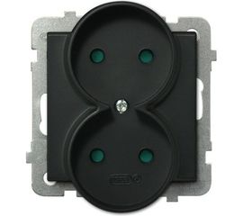 Розетка Ospel Sonata 2-я б/з, со шторками, без рамки, черный металлик GP-2RRP/m/33 