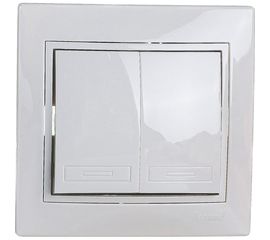 Двойной выключатель LEZARD MIRA белый с белой вставкой 701-0202-101 