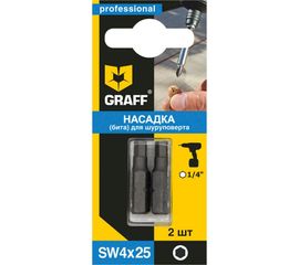 Бита (2 шт; 25 мм; SW4; 1/4) GRAFF 410425 
