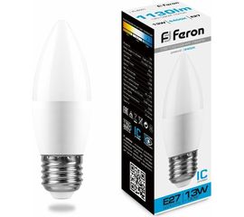 Светодиодная лампа FERON LB-970, 13W, 230V E27 6400K свеча 38112 