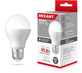Светодиодная лампа REXANT груша, A60, 11,5 Вт, E27, 1093 лм, 4000 K, нейтральный свет 604-004 