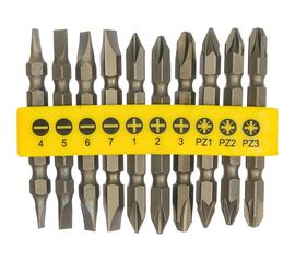 Набор бит двухсторонних (65 мм; 10 предметов; 1/4) Biber 84942 тов-160266 