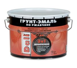 Молотковая грунт-эмаль по ржавчине 3 В 1 DALI Шоколадная 10 л 1 135286 