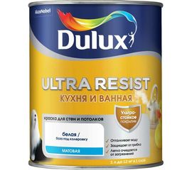 Краска DULUX ULTRA RESIST КУХНЯ И ВАННАЯ, матовая база BW 1л 5255520 