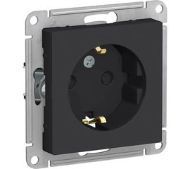 Розетка Schneider Electric ATLASDESIGN с заземлением, со шторками, 16А, КАРБОН ATN001045 