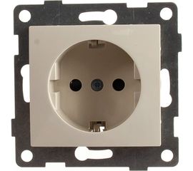 Розетка GUSI ELECTRIC Bravo 1-ой с/з с з/ш, СУ, 16А, 250В, бежевый С10Р4-003 