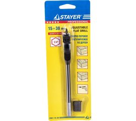 Сверло перовое регулируемое (15-38 мм) по дереву STAYER 2951-15-38 