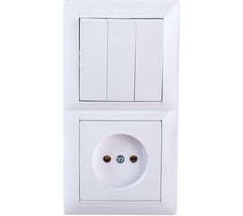 Блок Bylectrica 3 выключателя + розетка СУ, серия СТИЛЬ, белый, 3В-РЦ-689 