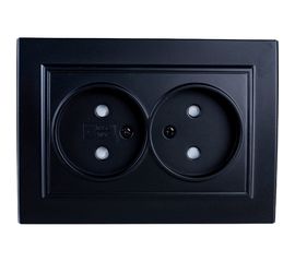 2-местная розетка STEKKER без заземления, PST10-9013-03, 10А, с защитной шторкой, серия Эрна, черный 39478 