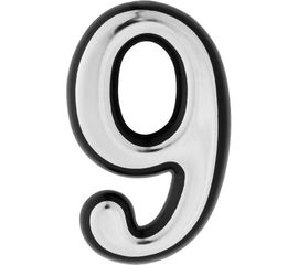 Дверная цифра ""9"" TUNDRA пластиковая, цвет хром, 1 шт. 5206114 