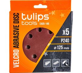 Диск шлифовальный с липучкой (5 шт; 125 мм; P240) Tulips tools EA05-146 