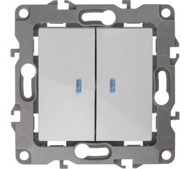 Двойной выключатель с подсветкой ЭРА 12-1105-01 10АХ-250В белый Б0014657 