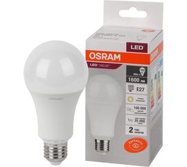 Светодиодная лампа OSRAM, LED, Value, A ,E27, 1600Лм, 20Вт, замена 150Вт, 3000К, теплый белый свет 4058075579293 