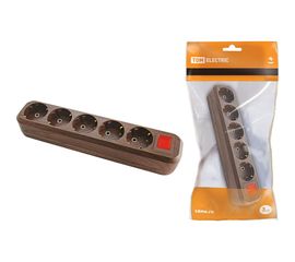 Розеточная колодка, 5 гнезд, с выключателем, бук TDM SQ1806-0069 