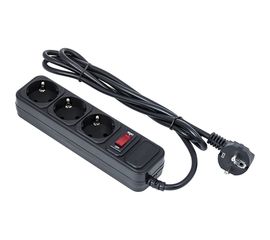 ExeGate Сетевой фильтр SP-3-1.8B 3 евро с заземлением, 1.8м, выключатель с подсветкой, черный 221176 