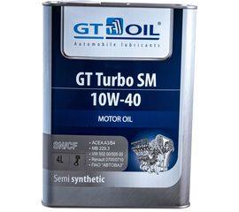 Масло Turbo SM, SAE 10W-40, API SM,SN/CF, 4 л GT OIL 8809059407028 