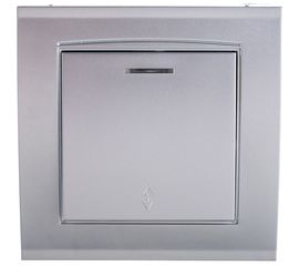 Выключатель UNIVersal Бриллиант 1 клавиша, проходной с подсветкой, серебро 7949636 