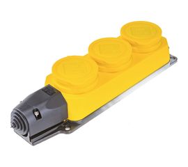 Трехместная розетка IEK РБ33-1-0м ОМЕГА, IP44, жёлтая PKR61-016-2-K05 