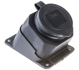 Угловая настенная розетка с защитной крышкой IEK РБу13-1-0м ОМЕГА, IP44 PKR22-016-2-K02 