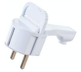 Угловая плоская вилка за шкаф с/з, 16А, белая FLAT PLUG Electraline 55043 
