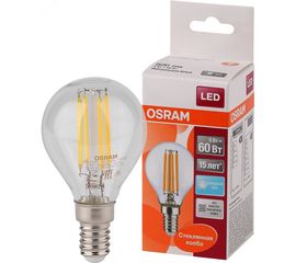 Светодиодная лампа OSRAM LED STAR, P, шар, 5Вт, E14, 600 Лм, 4000 К, нейтральный белый свет 4058075212480 