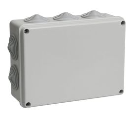 Коробка распаячная IEK открытой проводки, IP44, КМ41243, RAL7035,10 гермовводов, ИЭК UKO11-190-140-070-K41-44 