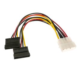 Кабель питания Cablexpert SATA molex 4pin/2xsata 15pin, на 2 устройства, 15см, пакет CC-SATA-PSY 