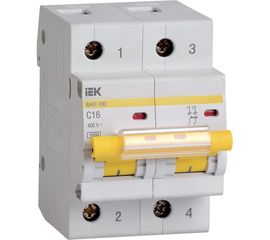 Автоматический выключатель IEK ВА 47-100, 2Р, 16А, 10 кА, х-ка С MVA40-2-016-C 