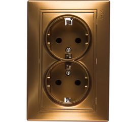 Двойная розетка Lezard MIRA, с заземлением, керамика, металлик золото, со вставкой 701-1313-127 