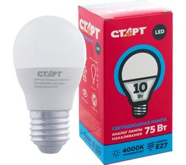 Светодиодная лампа СТАРТ в колбе лон 10W холодный свет FP ECO LEDSphereE27 10W 40 FP 