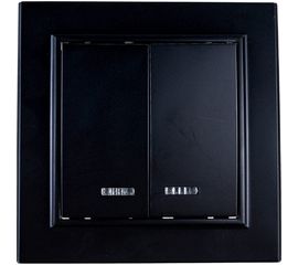 2-клавишный выключатель STEKKER c индикатором, PSW10-9002-03, 250V, 10А, серия Эрна, черный 39471 