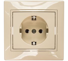 Розетка Lezard MIRA с заземлением, ПБТ, кремовый, со вставкой 701-0303-122B 