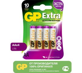 Алкалиновые батарейки GP АА 4 шт Extra Alkaline 15А 15AX-2CR4 Extra 