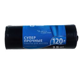 Мешок для мусора в рулоне (15 шт; 120 л; 65х105 мм; 17 мкм; ПНД) Grass PP-0024 