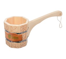 Бондарный ковш-черпак с орнаментом Цветы Банные Штучки 1.5 л 33426 